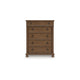 Rowy Tall Dresser Chest | 5 Drawers Pewter Gray Handles | Classic Brown