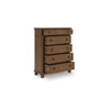 Rowy Tall Dresser Chest | 5 Drawers Pewter Gray Handles | Classic Brown
