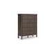 Pemy Tall Dresser Chest | 5 Reeded Front Drawers | Dark Walnut Brown