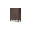 Pemy Tall Dresser Chest | 5 Reeded Front Drawers | Dark Walnut Brown