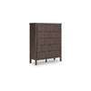 Pemy Tall Dresser Chest | 5 Reeded Front Drawers | Dark Walnut Brown