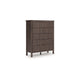 Pemy Tall Dresser Chest | 5 Reeded Front Drawers | Dark Walnut Brown