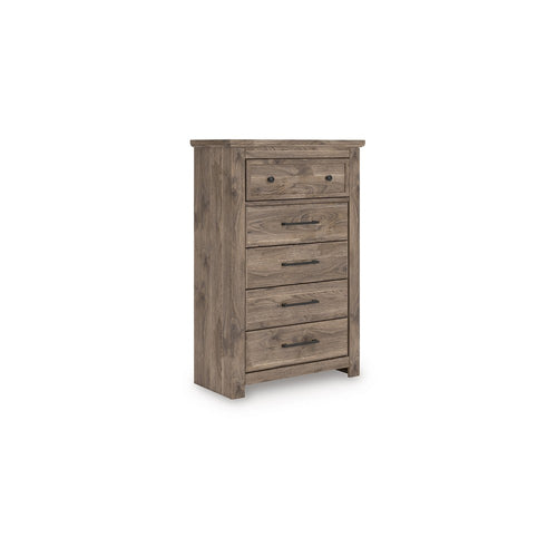 Cota Tall Dresser Chest | 5 Drawers w Dark Bronze Handles | Deep Brown