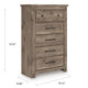Cota Tall Dresser Chest | 5 Drawers w Dark Bronze Handles | Deep Brown