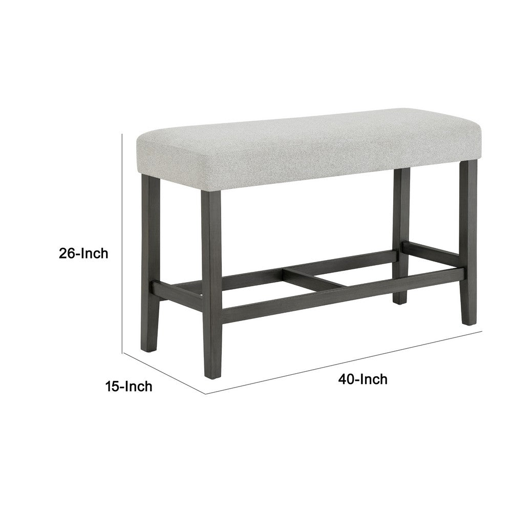 Jeny Counter Height Dining Bench | Padded Seat | 40" Light Gray