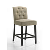 Kiy Counter Height Chair Set of 2 | Tufted Beige Seat | Black Wood Legs