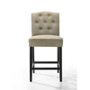 Kiy Counter Height Chair Set of 2 | Tufted Beige Seat | Black Wood Legs