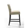 Kiy Counter Height Chair Set of 2 | Tufted Beige Seat | Black Wood Legs