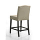 Kiy Counter Height Chair Set of 2 | Tufted Beige Seat | Black Wood Legs