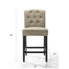 Kiy Counter Height Chair Set of 2 | Tufted Beige Seat | Black Wood Legs