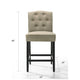 Kiy Counter Height Chair Set of 2 | Tufted Beige Seat | Black Wood Legs