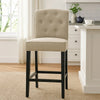 Kiy Counter Height Chair Set of 2 | Tufted Beige Seat | Black Wood Legs