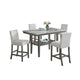 Jeny 5pc Counter Height Dining Set | Gray Seats | 60" Faux Marble Top