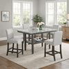 Jeny 5pc Counter Height Dining Set | Gray Seats | 60" Faux Marble Top