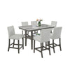 Jeny 7pc Counter Height Dining Set | Gray Seats | 60" Faux Marble Top