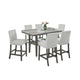 Jeny 7pc Counter Height Dining Set | Gray Seats | 60" Faux Marble Top