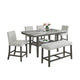 Jeny 6pc Counter Height Dining Set | Gray Bench Chairs | 60" Faux Marble