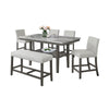 Jeny 6pc Counter Height Dining Set | Gray Bench Chairs | 60" Faux Marble