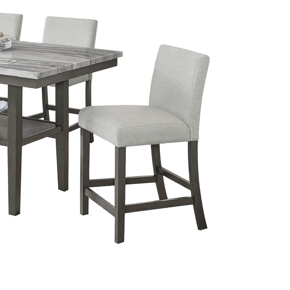 Jeny 6pc Counter Height Dining Set | Gray Bench Chairs | 60" Faux Marble