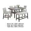 Jeny 6pc Counter Height Dining Set | Gray Bench Chairs | 60" Faux Marble