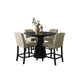 Kiy 5pc Counter Height Dining Set | Beige Seats | 47" Ebony Black Top