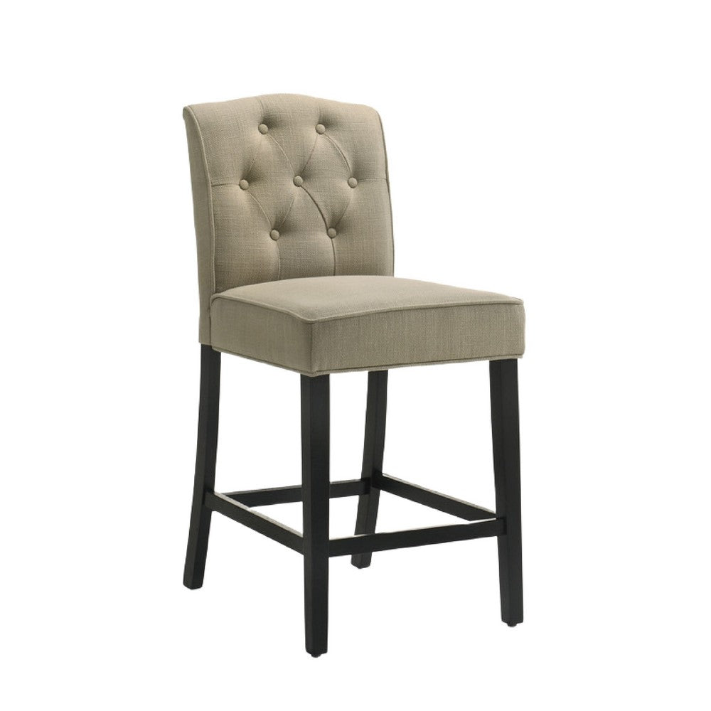Kiy 5pc Counter Height Dining Set | Beige Seats | 47" Ebony Black Top