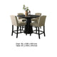 Kiy 5pc Counter Height Dining Set | Beige Seats | 47" Ebony Black Top