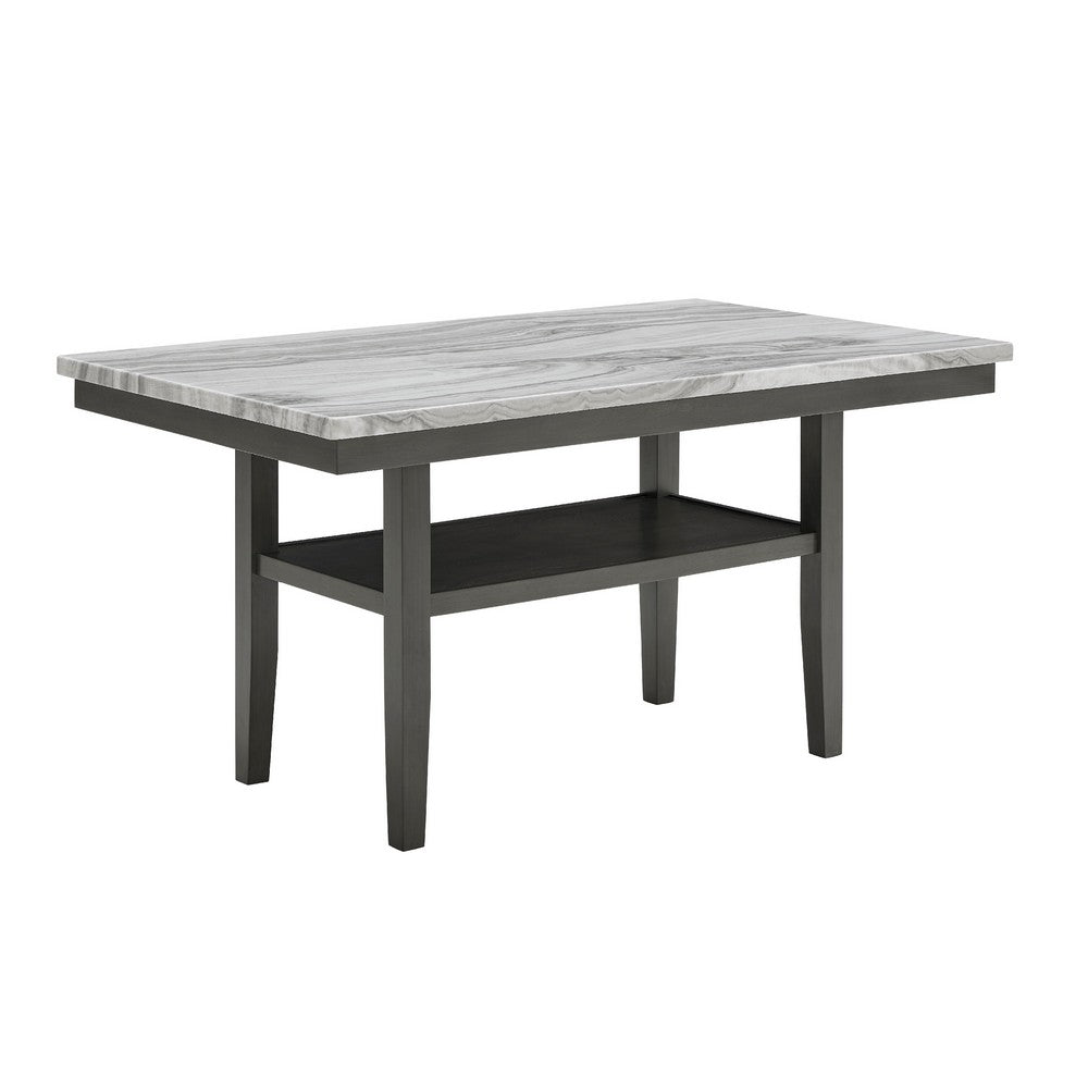 Jeny Counter Height Dining Table | 60" Faux Marble Top | Dark Gray