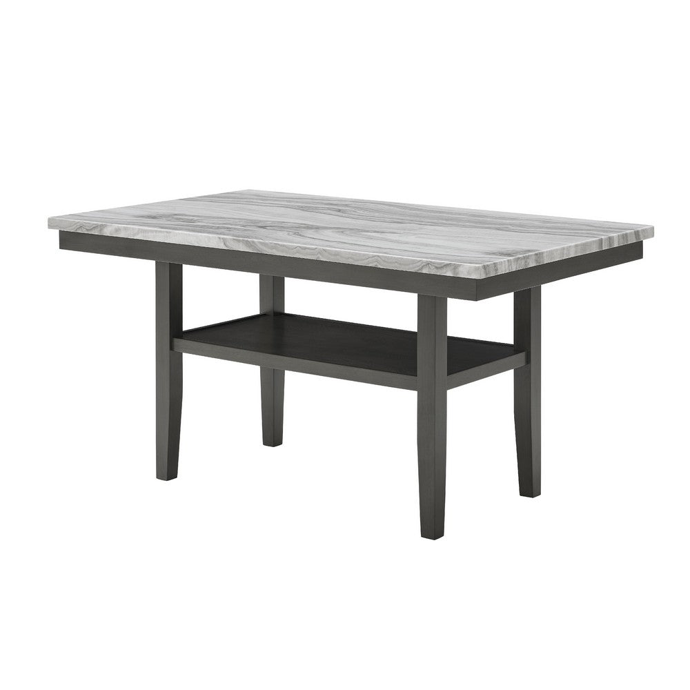 Jeny Counter Height Dining Table | 60" Faux Marble Top | Dark Gray