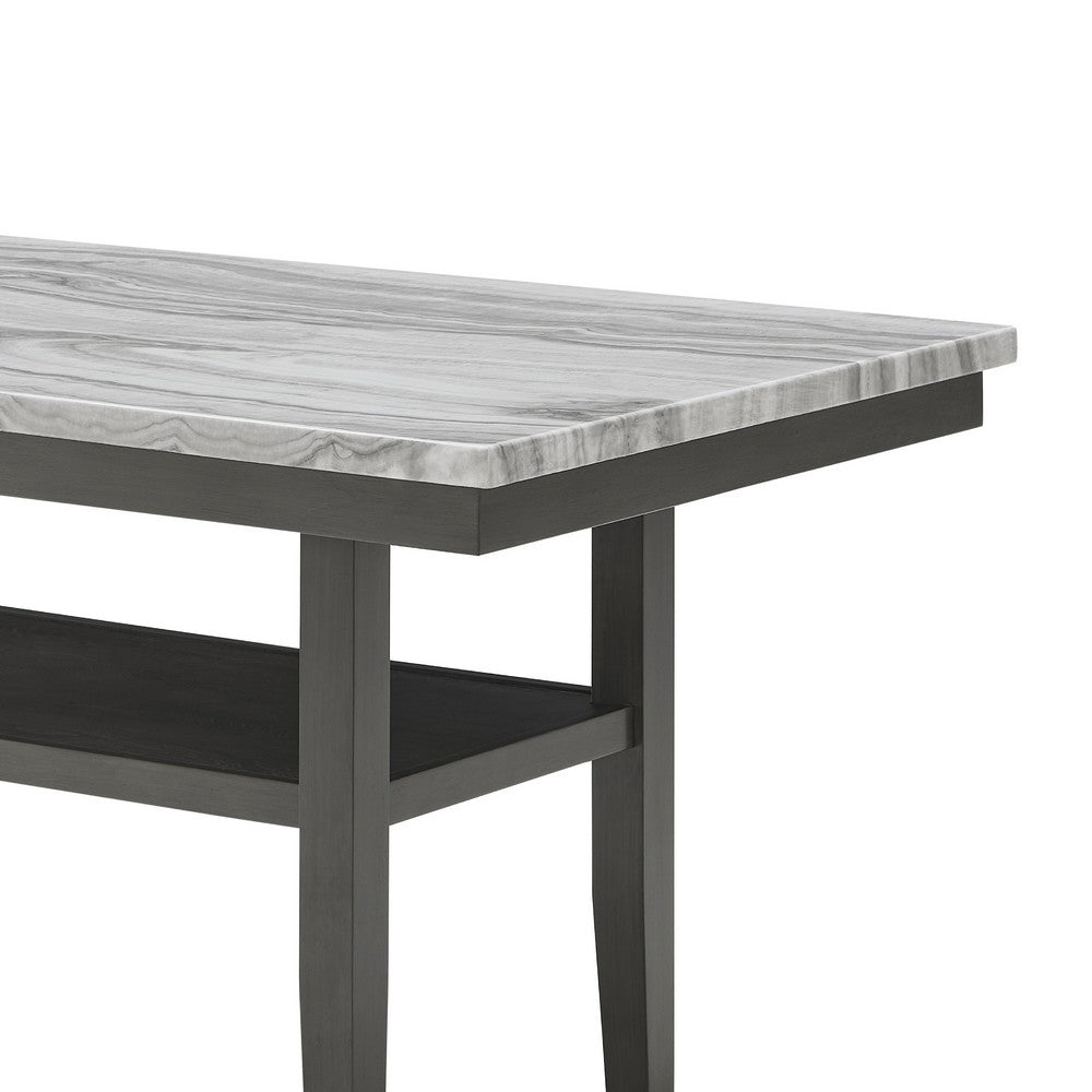 Jeny Counter Height Dining Table | 60" Faux Marble Top | Dark Gray