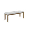 Meny Dining Bench | Tufted Light Gray Seat | 48" Walnut Oak Brown