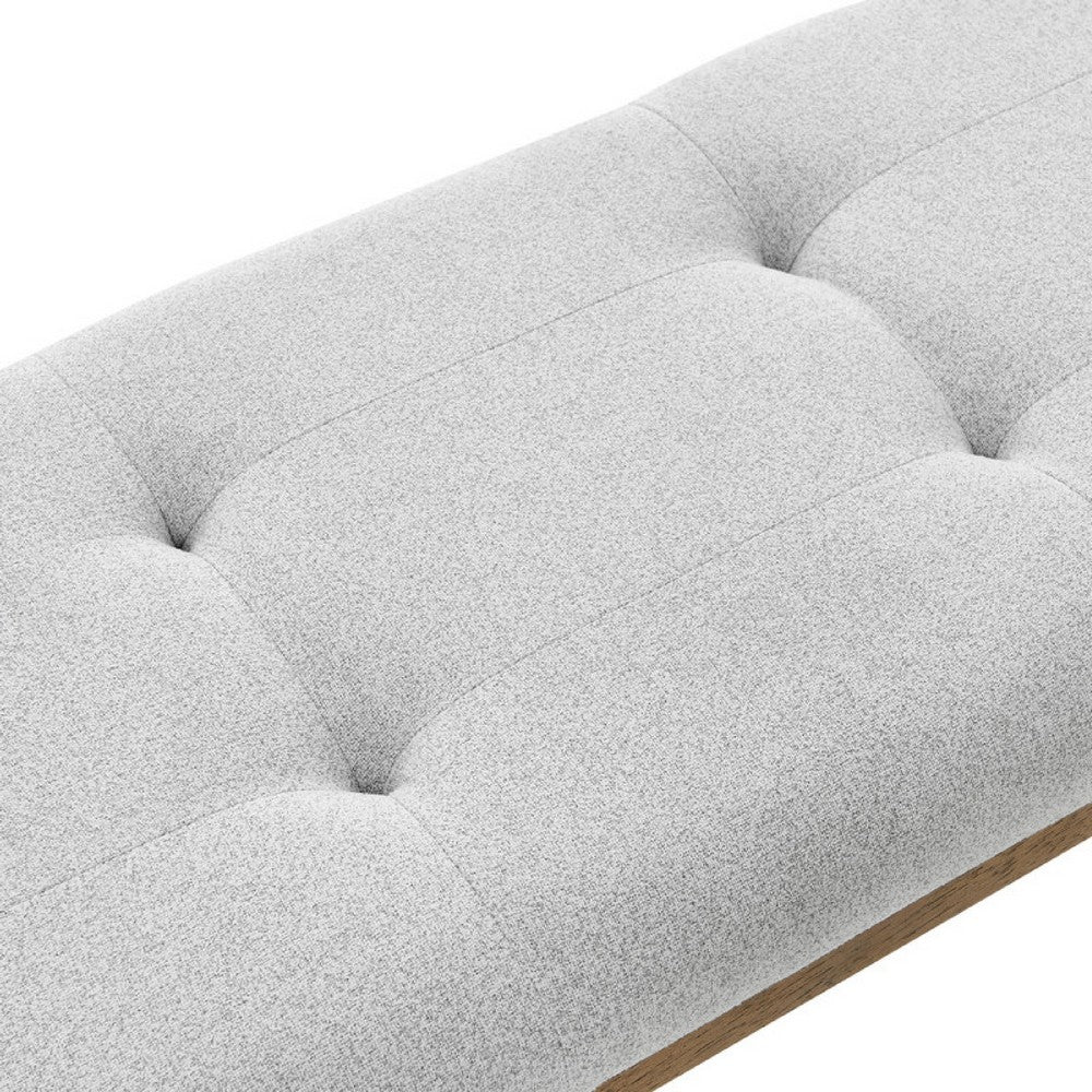 Meny Dining Bench | Tufted Light Gray Seat | 48" Walnut Oak Brown