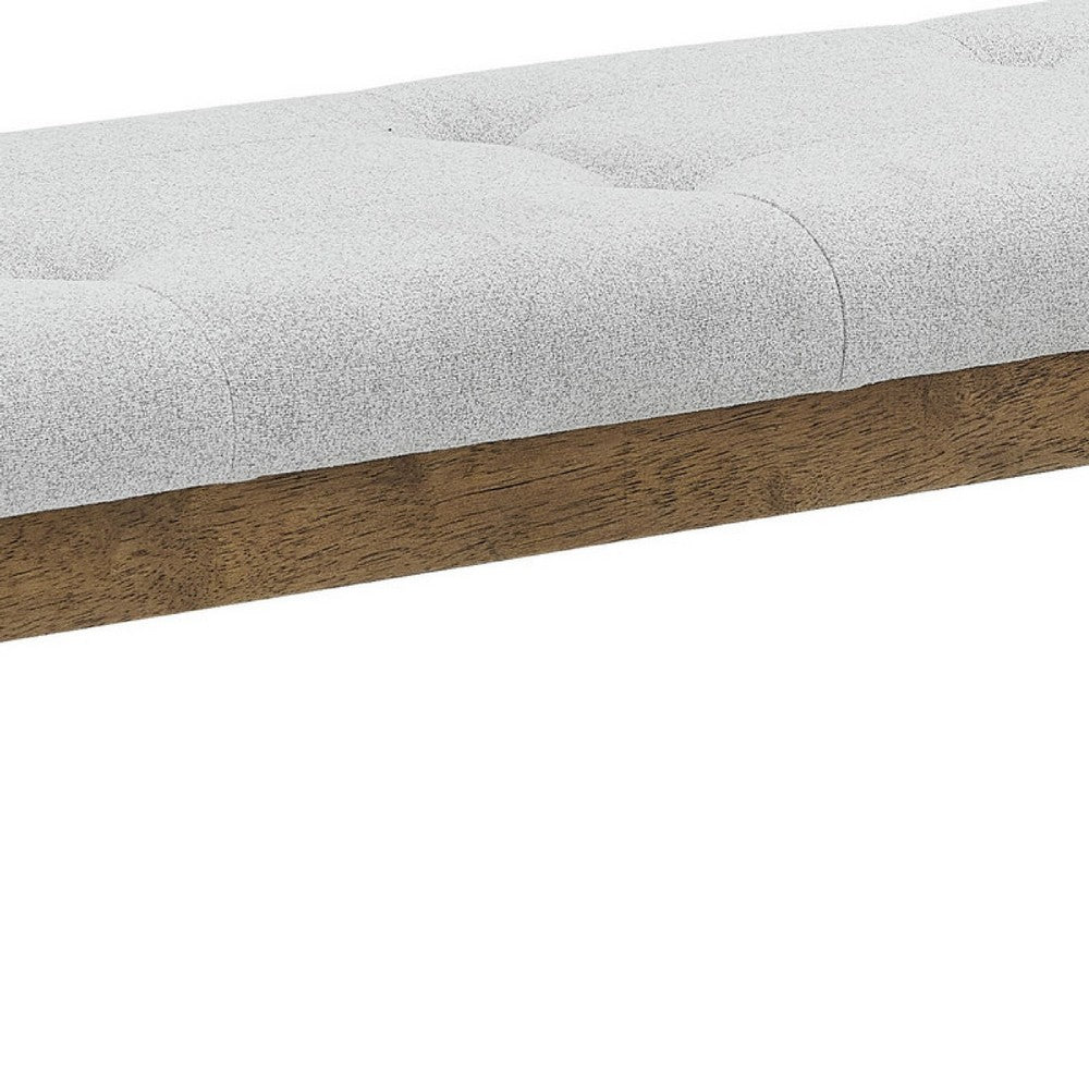 Meny Dining Bench | Tufted Light Gray Seat | 48" Walnut Oak Brown