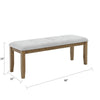 Meny Dining Bench | Tufted Light Gray Seat | 48" Walnut Oak Brown