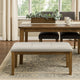 Meny Dining Bench | Tufted Light Gray Seat | 48" Walnut Oak Brown