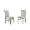 Teny Dining Chair Set of 2 | Light Gray Seat | Open Rail Back | Oak Brown