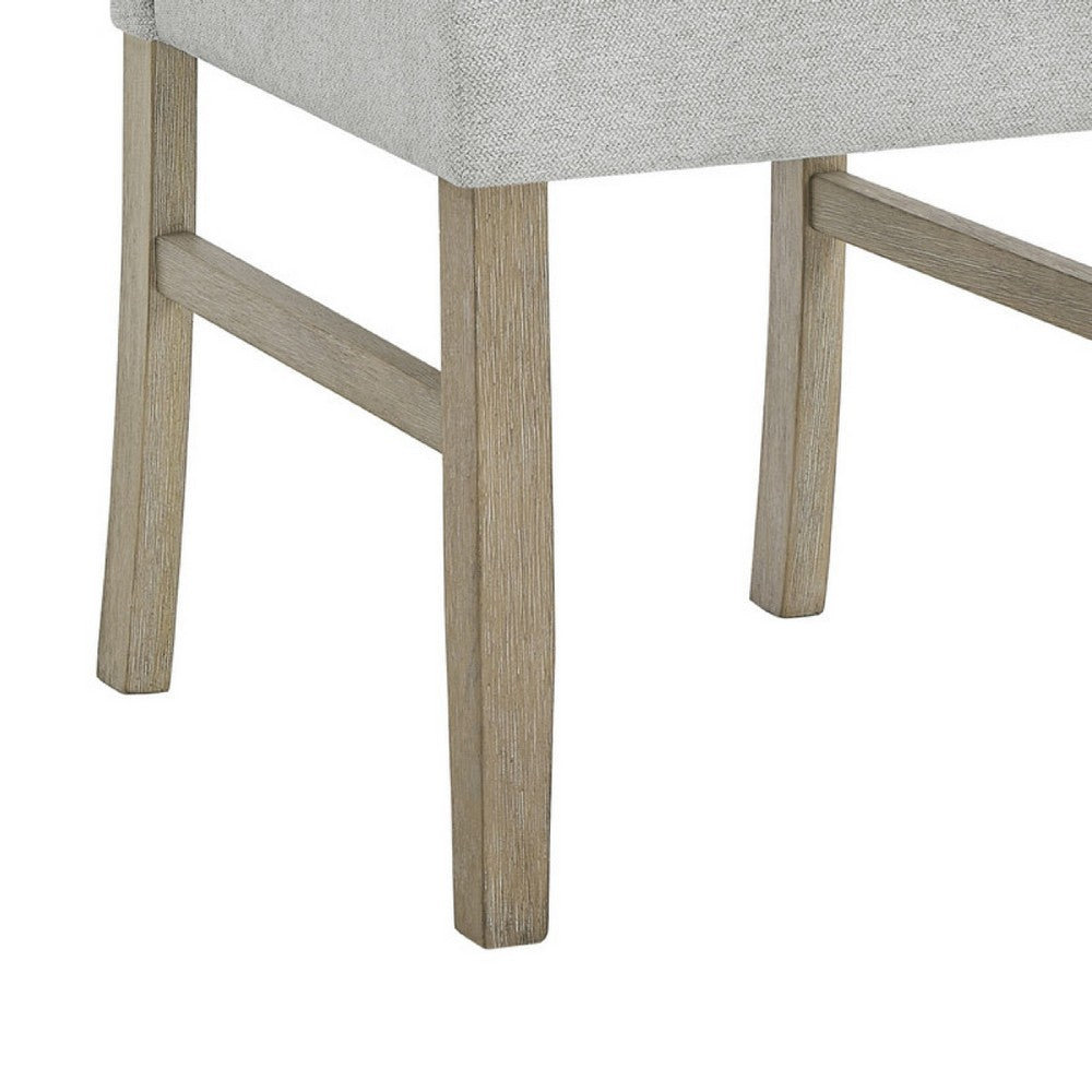 Teny Dining Chair Set of 2 | Light Gray Seat | Open Rail Back | Oak Brown