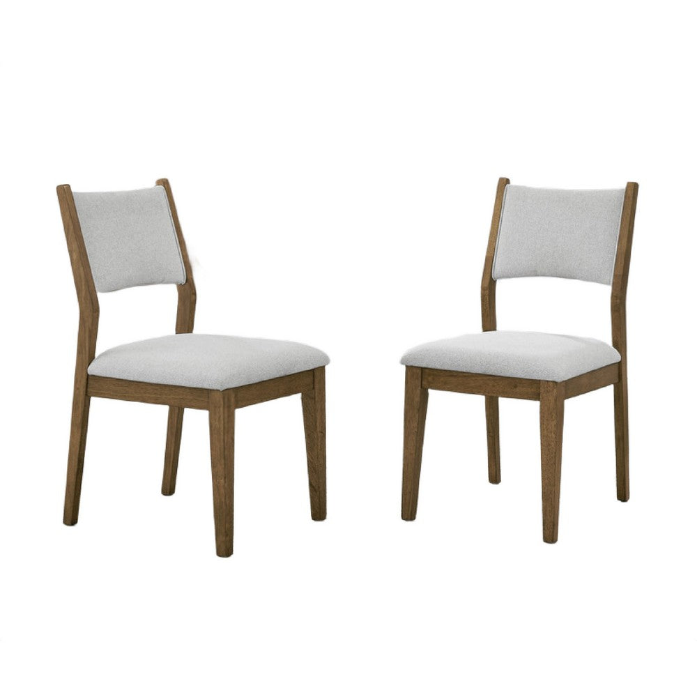 Meny Dining Chair Set of 2 | Light Gray Panel Back | Walnut Oak Brown