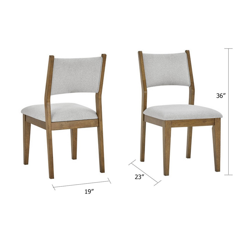 Meny Dining Chair Set of 2 | Light Gray Panel Back | Walnut Oak Brown
