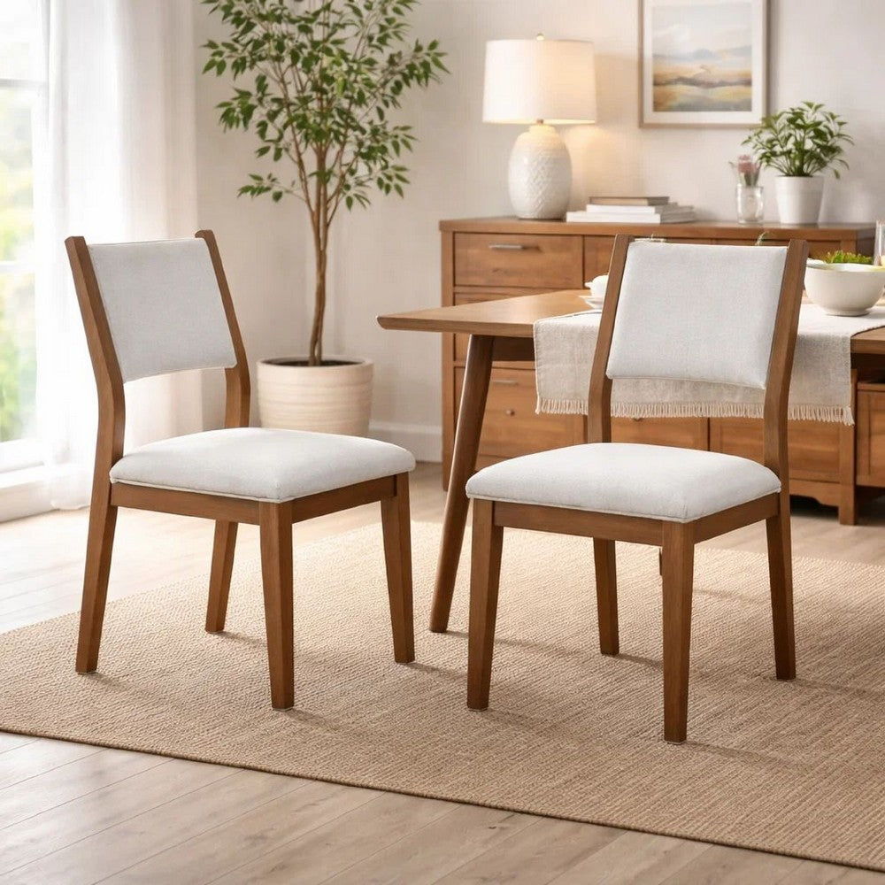 Meny Dining Chair Set of 2 | Light Gray Panel Back | Walnut Oak Brown