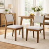 Meny Dining Chair Set of 2 | Light Gray Panel Back | Walnut Oak Brown