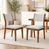 Meny Dining Chair Set of 2 | Light Gray Panel Back | Walnut Oak Brown