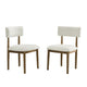 Meny Dining Chair Set of 2 | Beige Sherpa Upholstery | Walnut Oak Brown