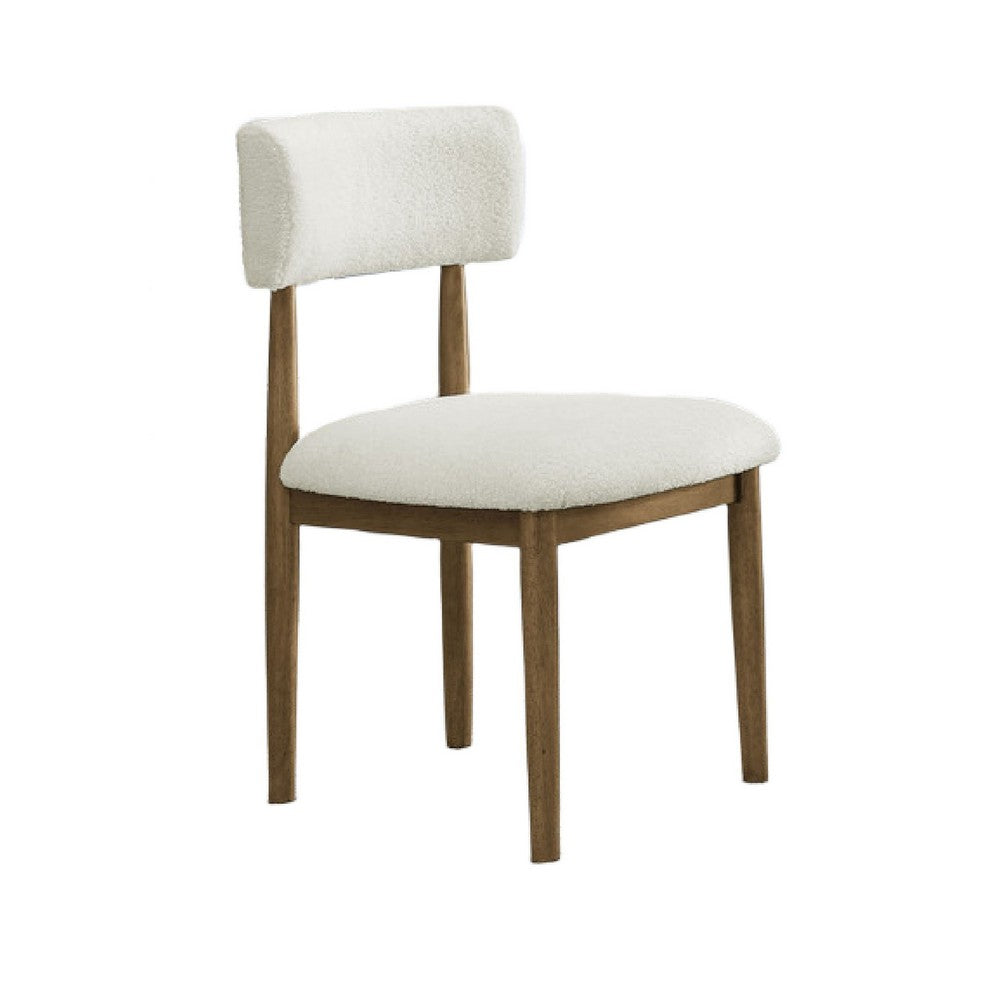 Meny Dining Chair Set of 2 | Beige Sherpa Upholstery | Walnut Oak Brown