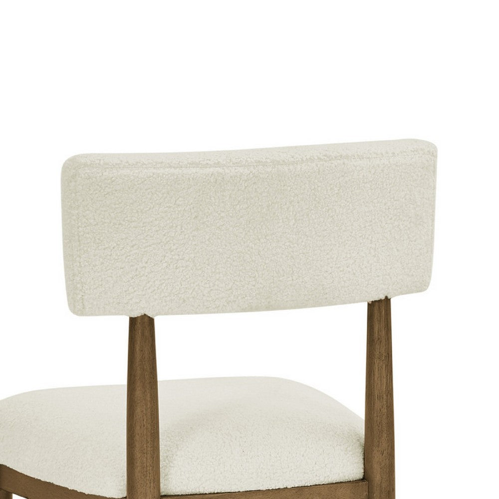 Meny Dining Chair Set of 2 | Beige Sherpa Upholstery | Walnut Oak Brown