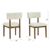 Meny Dining Chair Set of 2 | Beige Sherpa Upholstery | Walnut Oak Brown