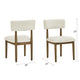 Meny Dining Chair Set of 2 | Beige Sherpa Upholstery | Walnut Oak Brown
