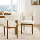 Meny Dining Chair Set of 2 | Beige Sherpa Upholstery | Walnut Oak Brown