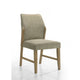 Lemy Dining Chair Set of 2 | Beige Linen Upholstery | Oak Brown Finish