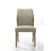 Lemy Dining Chair Set of 2 | Beige Linen Upholstery | Oak Brown Finish